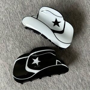 NEW Western Cowboy Hair Hair Claw Clips Yin & Yang Duo (Blk/Wh & Wh/Blk)